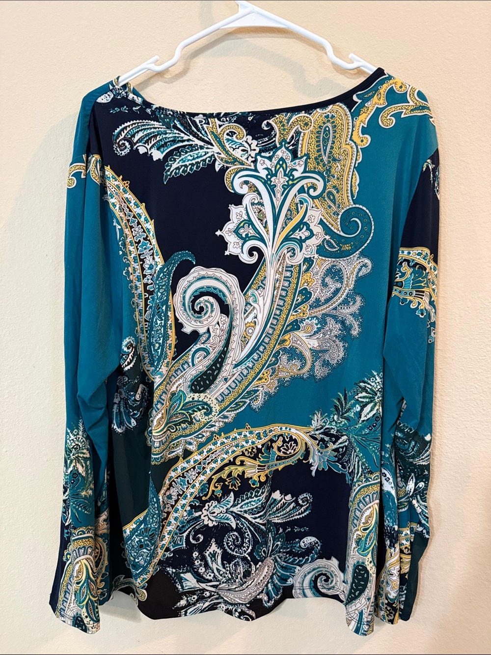 Chico's Teal and Black Paisley Long-Sleeve Top - Picture 3 of 3